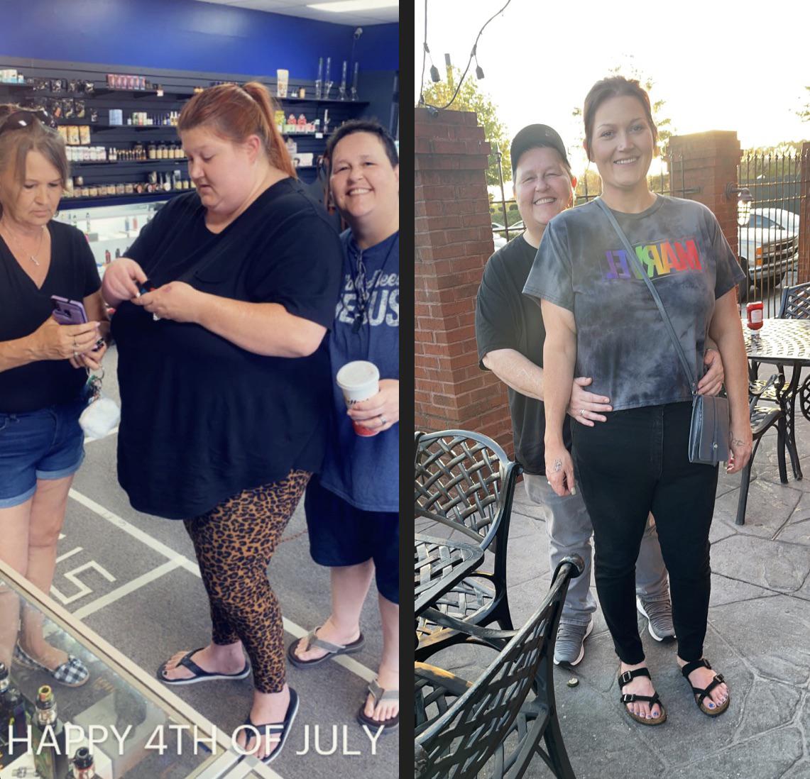 Before and After 216 lbs Fat Loss 5 foot 9 Female 401 lbs to 185 lbs