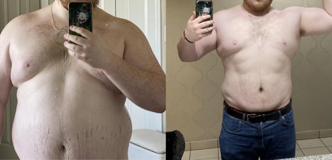 6'1 Male 66 lbs Fat Loss Before and After 356 lbs to 290 lbs