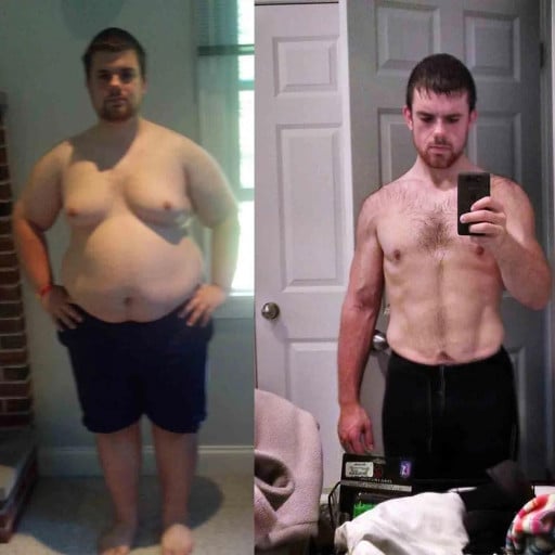 Before and After 75 lbs Weight Loss 5'11 Male 260 lbs to 185 lbs