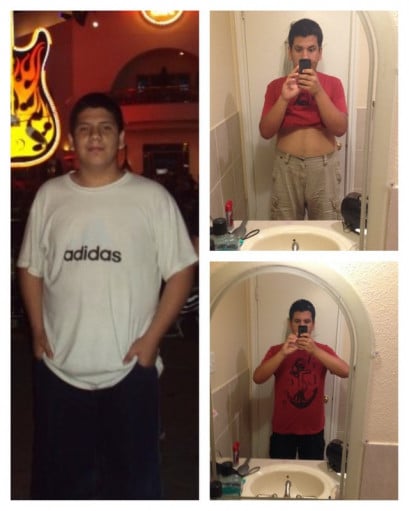 A picture of a 5'9" male showing a weight loss from 245 pounds to 213 pounds. A net loss of 32 pounds.