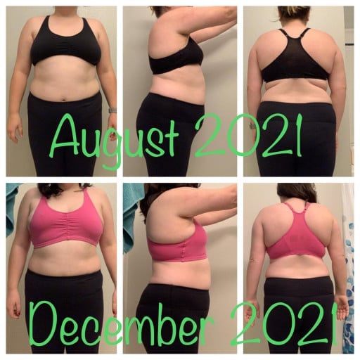 Progress Pics of 18 lbs Weight Loss 5 foot Female 182 lbs to 164 lbs