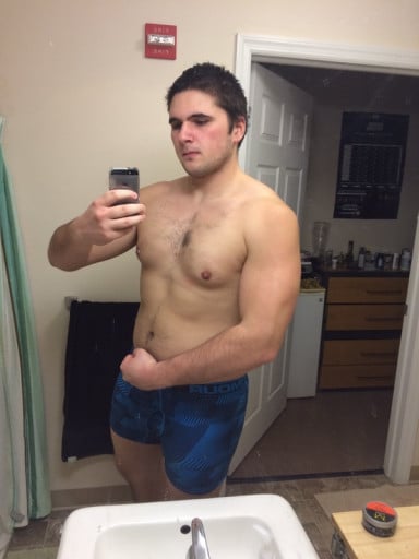 A photo of a 6'3" man showing a fat loss from 300 pounds to 250 pounds. A respectable loss of 50 pounds.