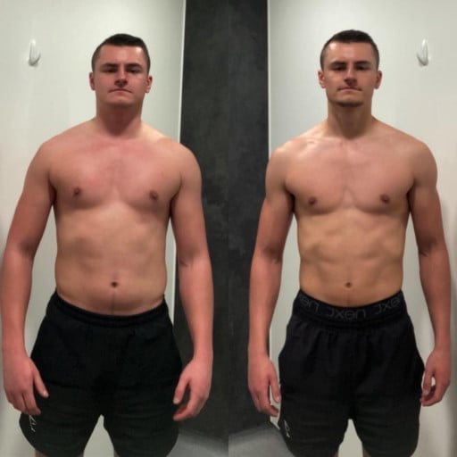 21 lbs Fat Loss Before and After 5'9 Male 171 lbs to 150 lbs