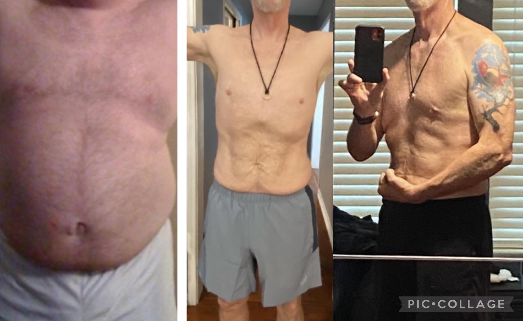 Before and After 126 lbs Fat Loss 5 feet 11 Male 300 lbs to 174 lbs