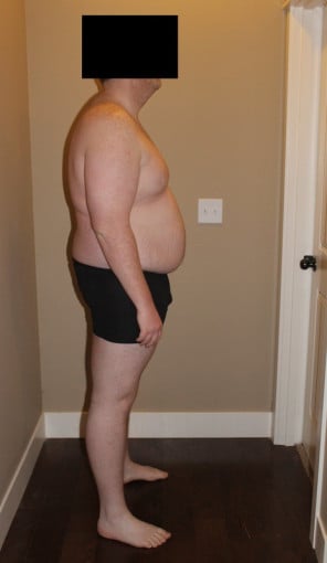 A progress pic of a 6'4" man showing a snapshot of 313 pounds at a height of 6'4