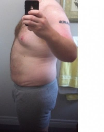 A before and after photo of a 6'1" male showing a fat loss from 285 pounds to 185 pounds. A respectable loss of 100 pounds.