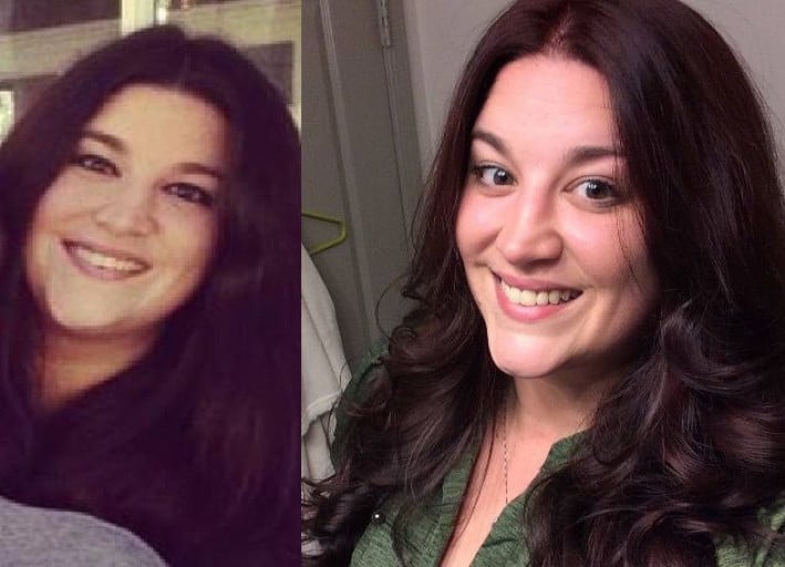 Before and After 40 lbs Weight Loss 5'10 Female 260 lbs to 220 lbs
