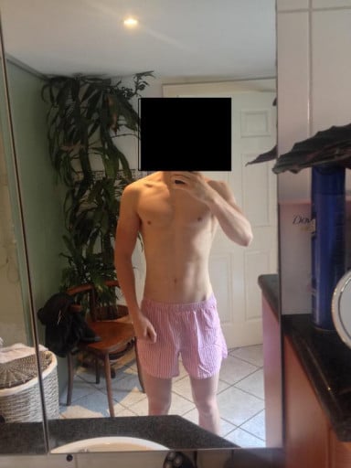 A progress pic of a 5'8" man showing a snapshot of 150 pounds at a height of 5'8