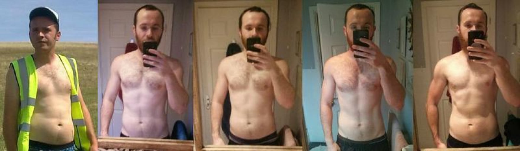 A progress pic of a 6'0" man showing a fat loss from 217 pounds to 178 pounds. A total loss of 39 pounds.