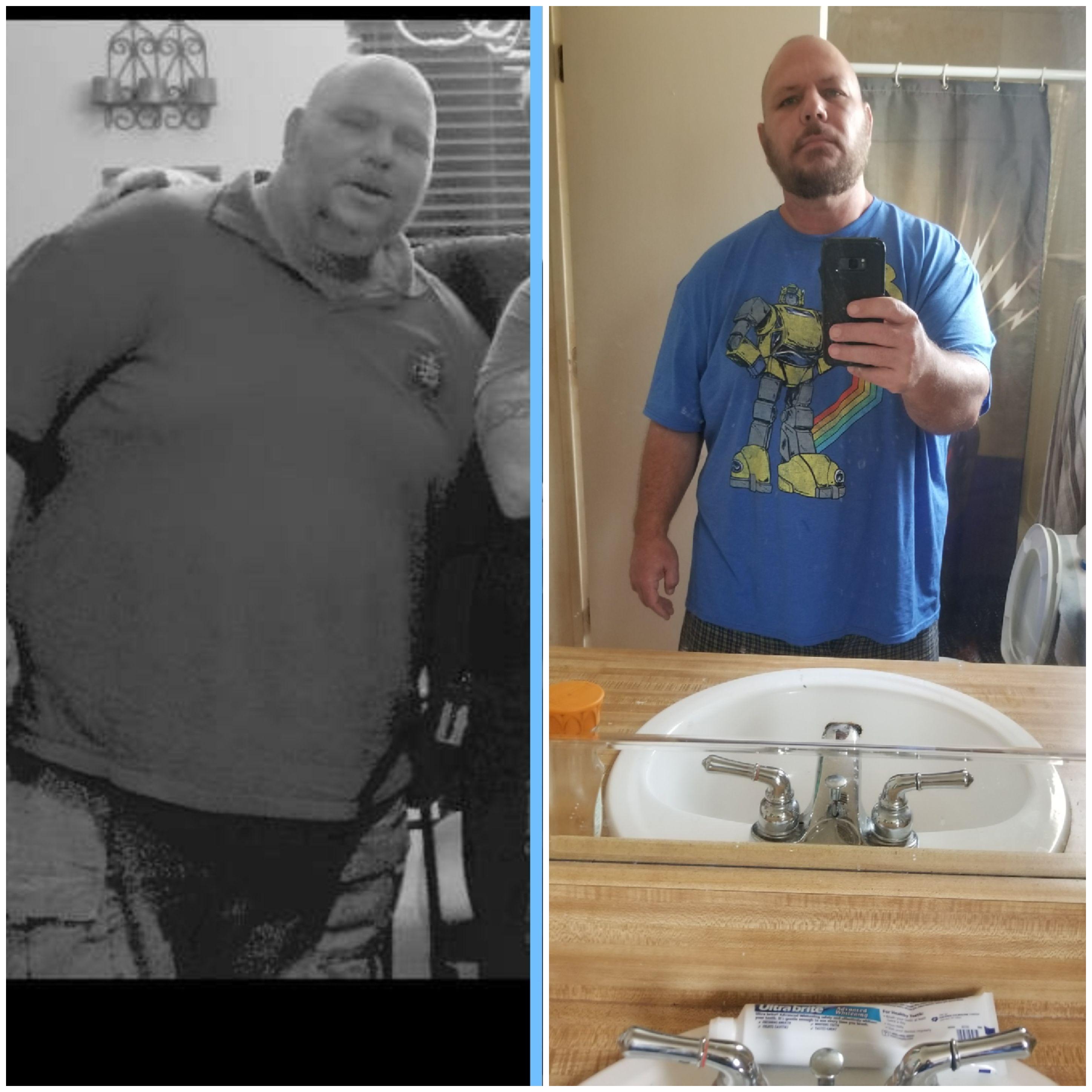 Before and After 140 lbs Weight Loss 5 feet 7 Male 410 lbs to 270 lbs