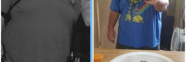 Before and After 140 lbs Weight Loss 5 feet 7 Male 410 lbs to 270 lbs