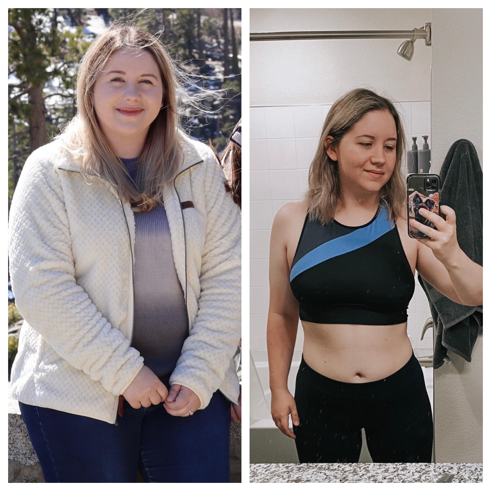 43 lbs Weight Loss Before and After 5'4 Female 212 lbs to 169 lbs