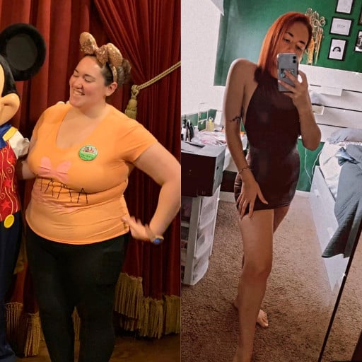 127 lbs Fat Loss Before and After 5'5 Female 278 lbs to 151 lbs