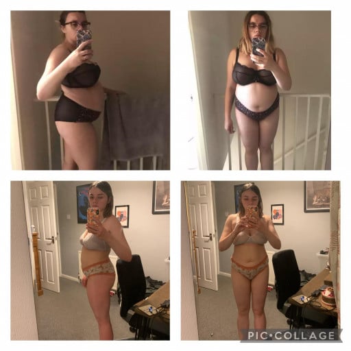 Before and After 31 lbs Fat Loss 5'3 Female 163 lbs to 132 lbs