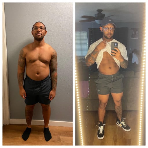 Before and After 22 lbs Weight Loss 5 foot 6 Male 203 lbs to 181 lbs