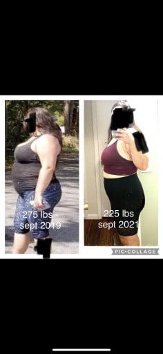 50 lbs Fat Loss 5 foot 7 Female 275 lbs to 225 lbs
