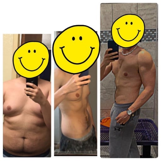 5'10 Male 90 lbs Fat Loss Before and After 230 lbs to 140 lbs