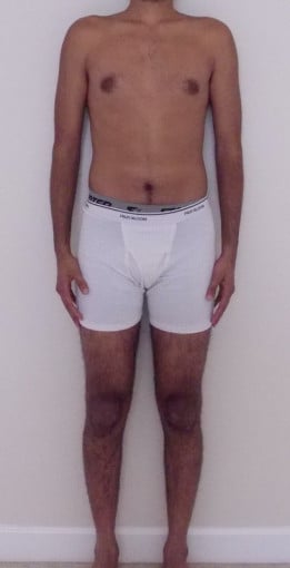 A photo of a 5'8" man showing a snapshot of 128 pounds at a height of 5'8