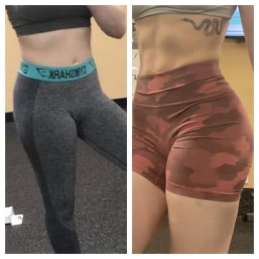 16 lbs Fat Loss Before and After 5'1 Female 120 lbs to 104 lbs