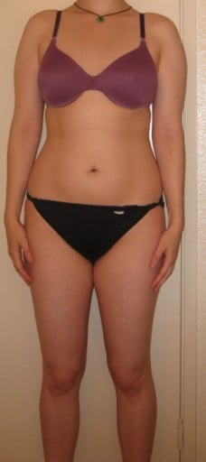 A photo of a 5'8" woman showing a snapshot of 154 pounds at a height of 5'8