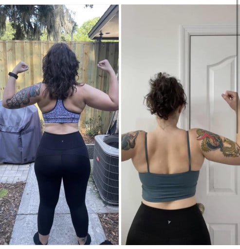 Before and After 5 lbs Weight Loss 5 foot 7 Female 195 lbs to 190 lbs