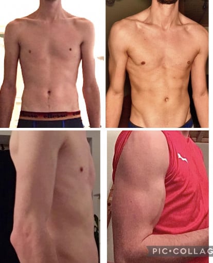 33 lbs Weight Gain Before and After 6'2 Male 137 lbs to 170 lbs