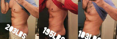 5 foot 11 Male Before and After 20 lbs Weight Loss 203 lbs to 183 lbs