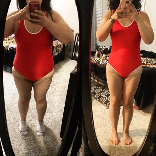 5 feet 2 Female Progress Pics of 57 lbs Weight Loss 211 lbs to 154 lbs