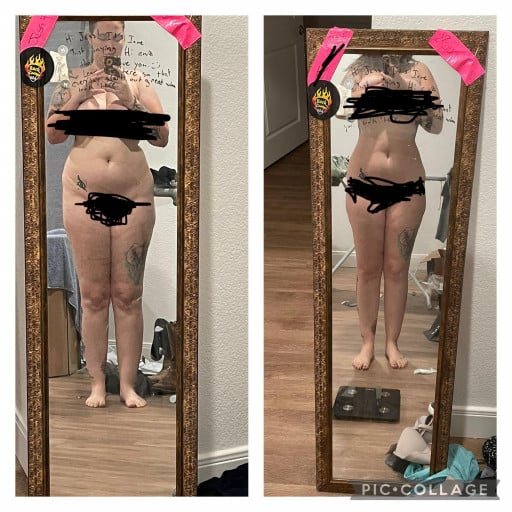5'7 Female Before and After 13 lbs Weight Loss 206 lbs to 193 lbs