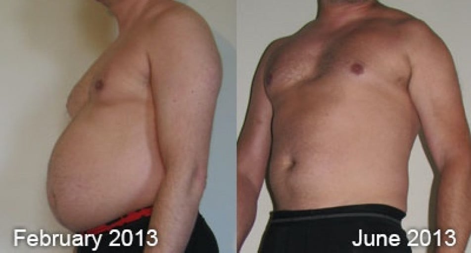 A progress pic of a 5'7" man showing a fat loss from 185 pounds to 170 pounds. A total loss of 15 pounds.