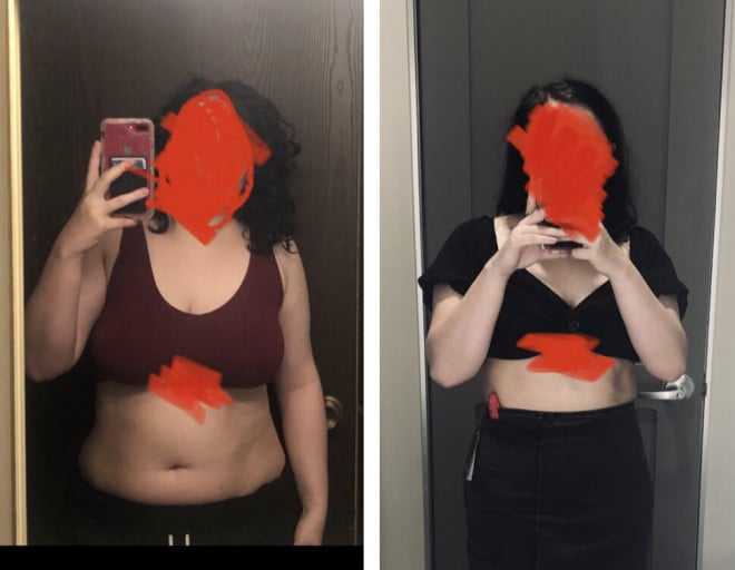 23 lbs Weight Loss Before and After 5'9 Female 205 lbs to 182 lbs