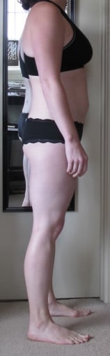 A photo of a 5'5" woman showing a snapshot of 150 pounds at a height of 5'5