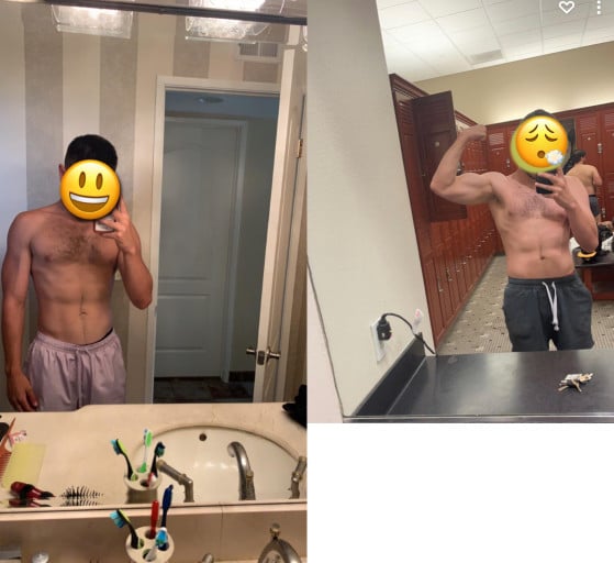 5'11 Male 10 lbs Weight Gain Before and After 160 lbs to 170 lbs
