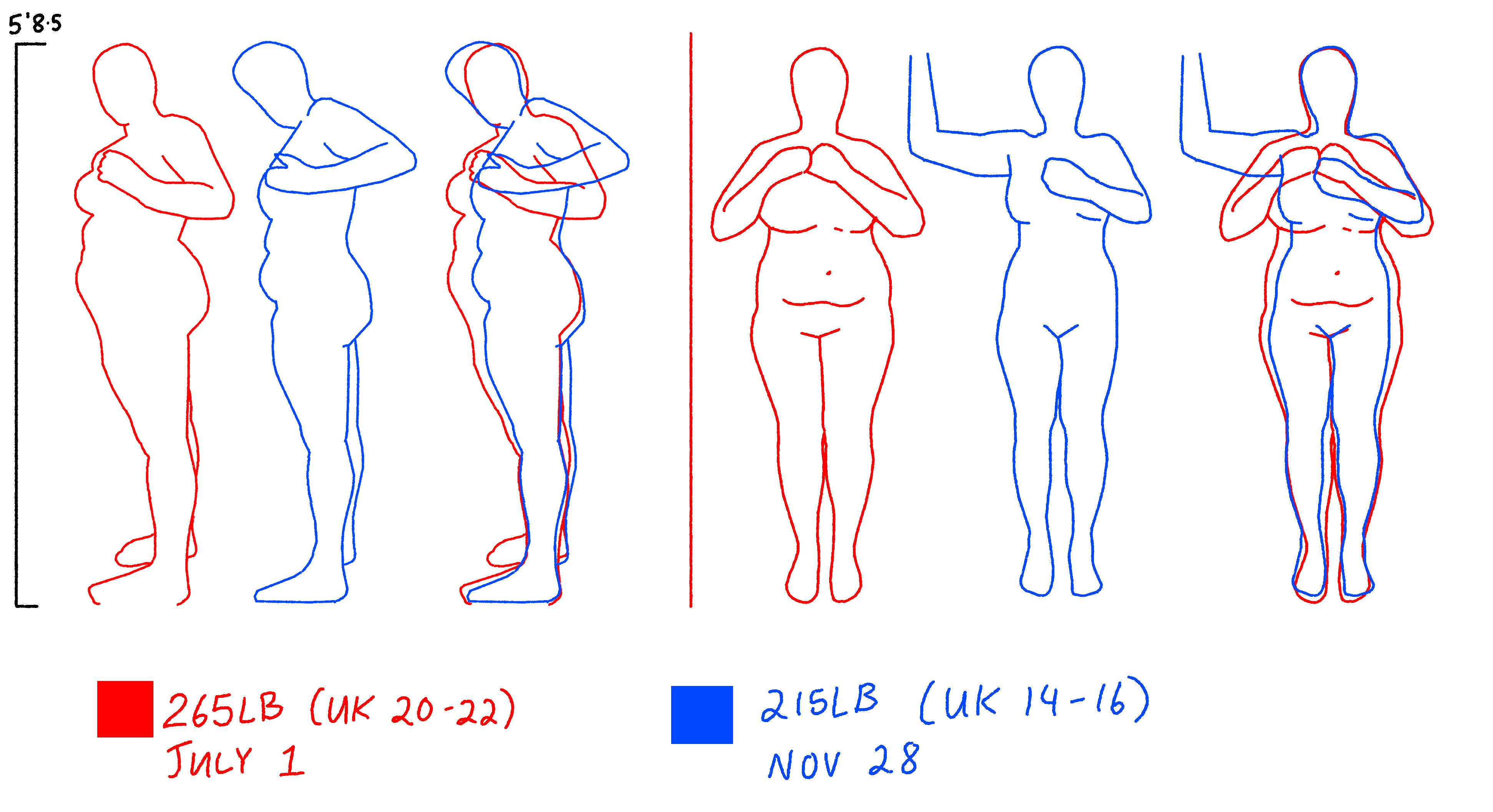 50 lbs Weight Loss 5 feet 8 Female 265 lbs to 215 lbs