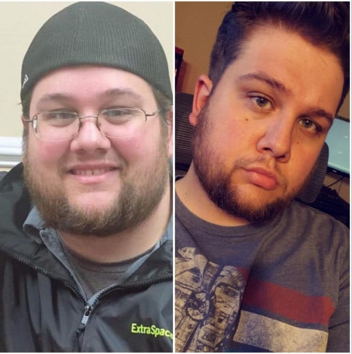 6 foot Male Before and After 45 lbs Weight Loss 293 lbs to 248 lbs