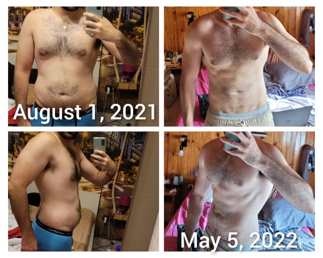 6 foot Male Before and After 63 lbs Fat Loss 230 lbs to 167 lbs