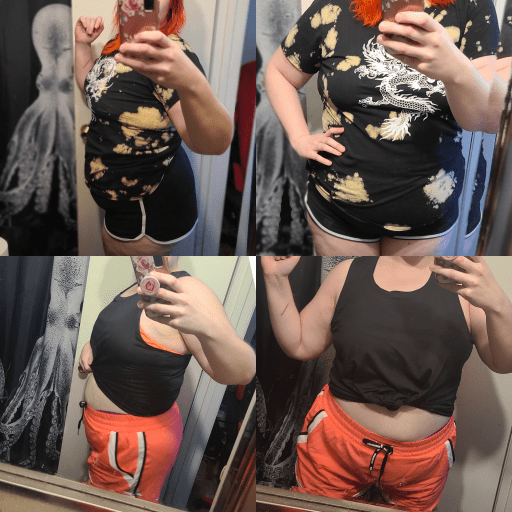 20 lbs Weight Loss Before and After 5 foot 7 Female 252 lbs to 232 lbs