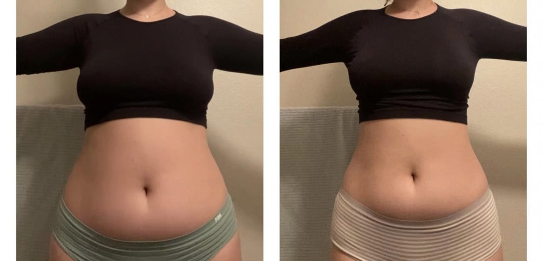 5 feet 9 Female 20 lbs Fat Loss Before and After 216 lbs to 196 lbs