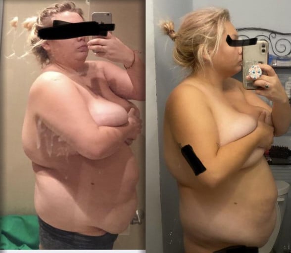 Progress Pics of 30 lbs Fat Loss 5 feet 3 Female 227 lbs to 197 lbs