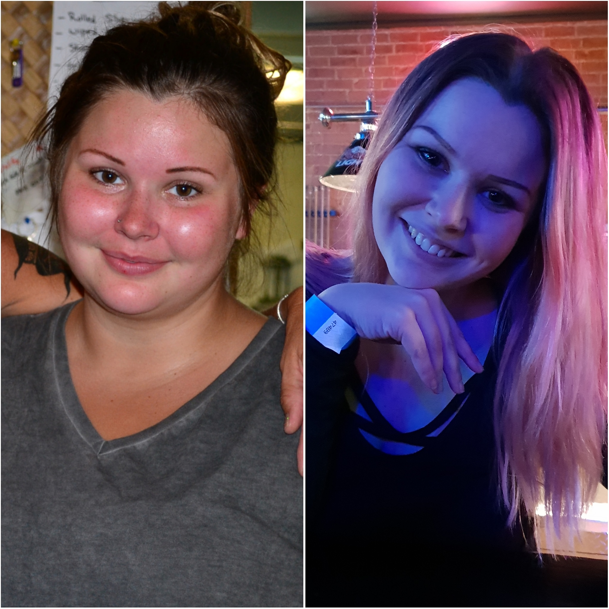 Before and After 65 lbs Weight Loss 5 foot 3 Female 220 lbs to 155 lbs