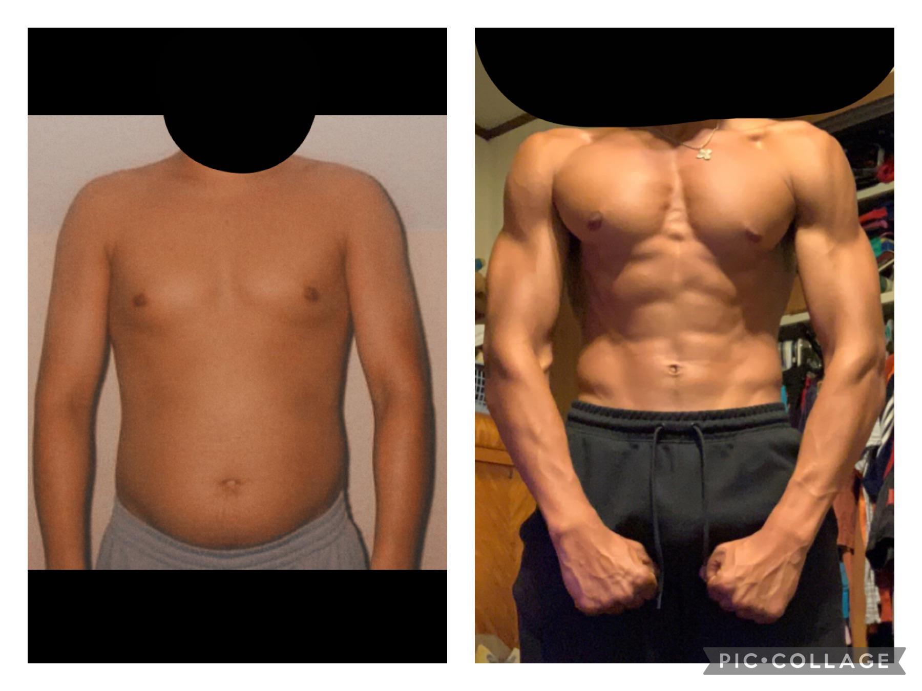 6 foot 1 Male 30 lbs Muscle Gain Before and After 160 lbs to 190 lbs