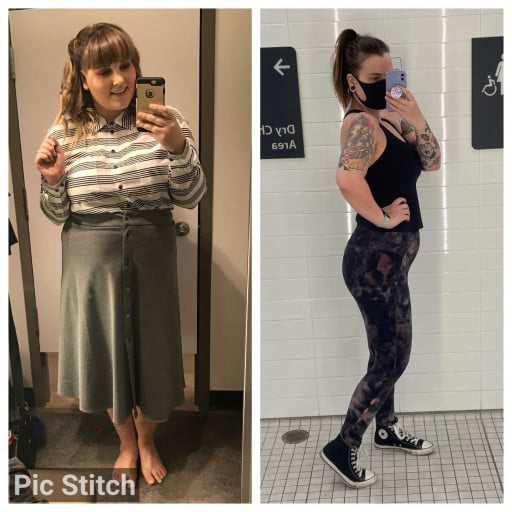 5'9 Female Before and After 51 lbs Weight Loss 238 lbs to 187 lbs