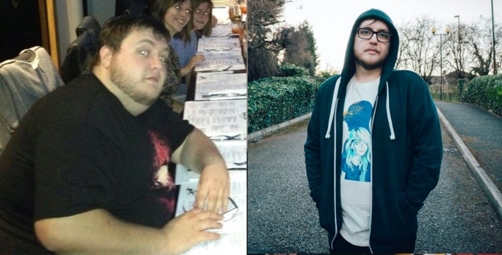 A photo of a 5'10" man showing a weight loss from 347 pounds to 207 pounds. A total loss of 140 pounds.