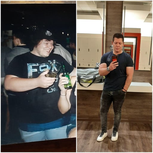 5'8 Male Before and After 97 lbs Fat Loss 280 lbs to 183 lbs
