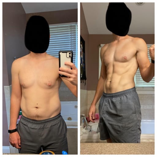 6 foot Male Before and After 22 lbs Weight Loss 192 lbs to 170 lbs