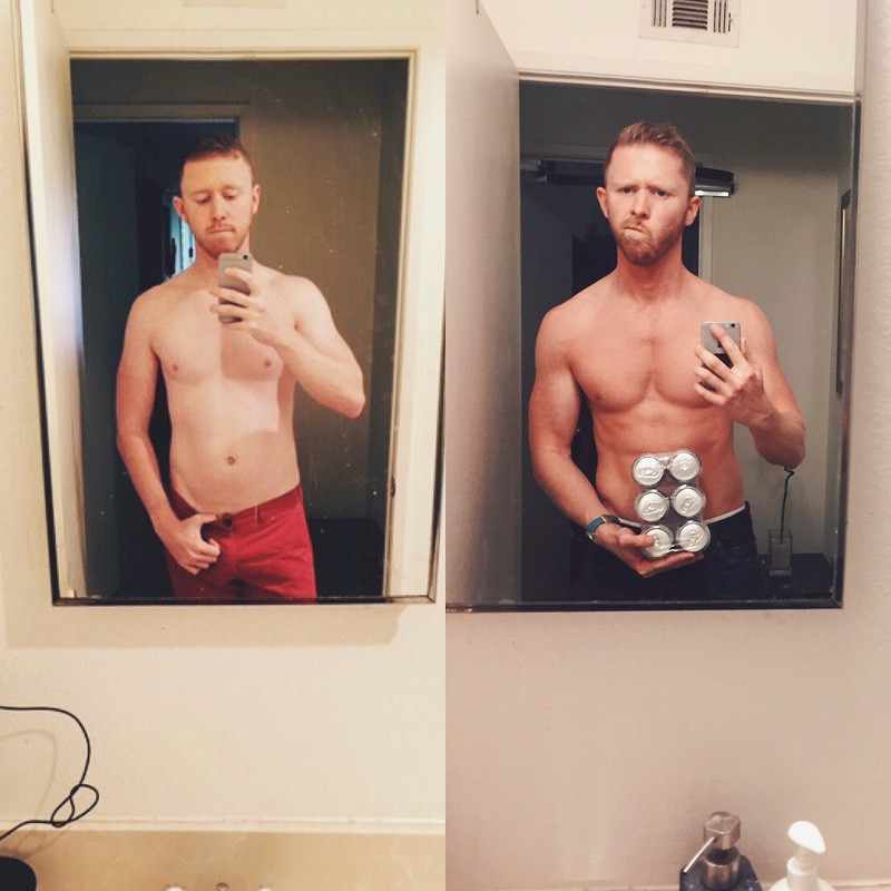 Before and After 10 lbs Muscle Gain 6'1 Male 155 lbs to 165 lbs