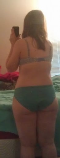 A progress pic of a 5'4" woman showing a snapshot of 160 pounds at a height of 5'4