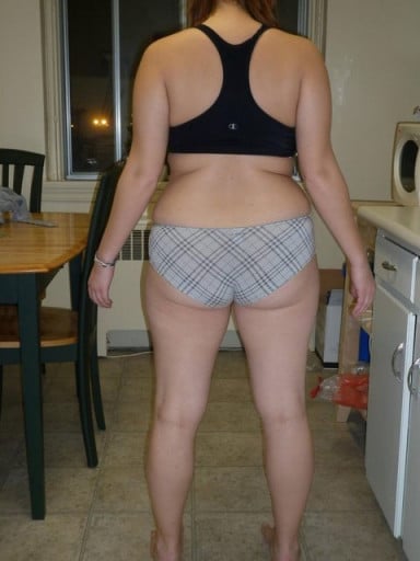 A picture of a 5'3" female showing a snapshot of 163 pounds at a height of 5'3