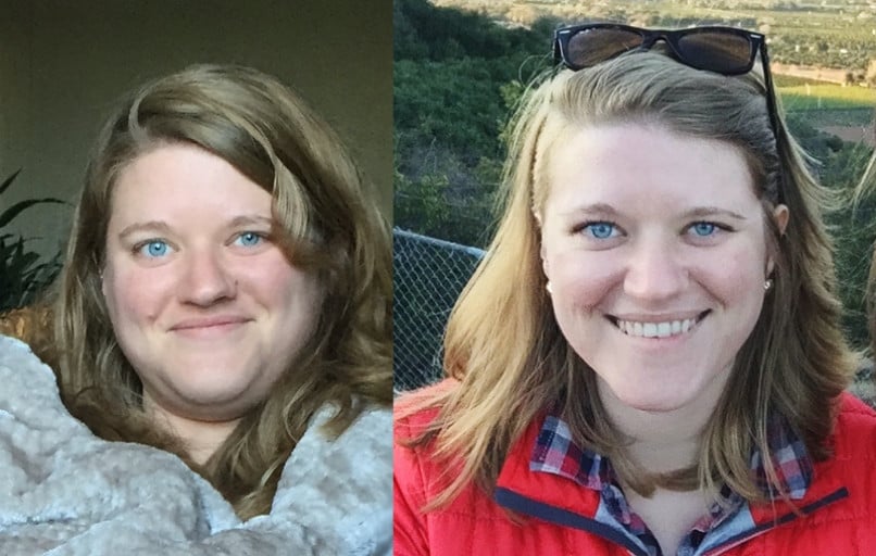 Before and After 45 lbs Weight Loss 5'10 Female 224 lbs to 179 lbs