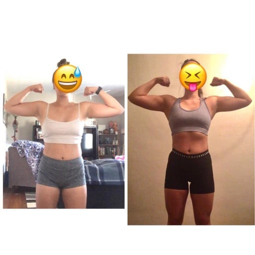 10 lbs Weight Loss Before and After 5 feet 3 Female 140 lbs to 130 lbs